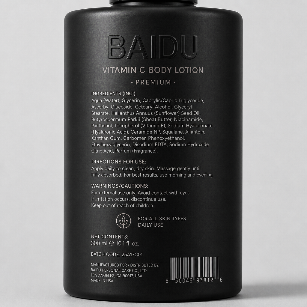 Vitamin C Body Lotion - Label detail view
