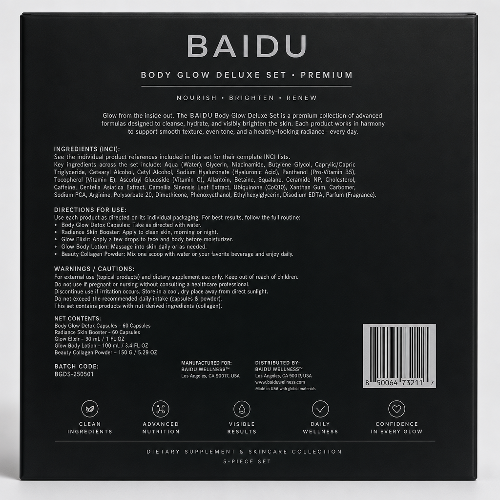 Body Glow Deluxe Set - Label detail view