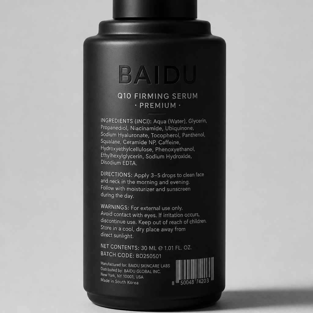 Q10 Firming Serum - Label detail view
