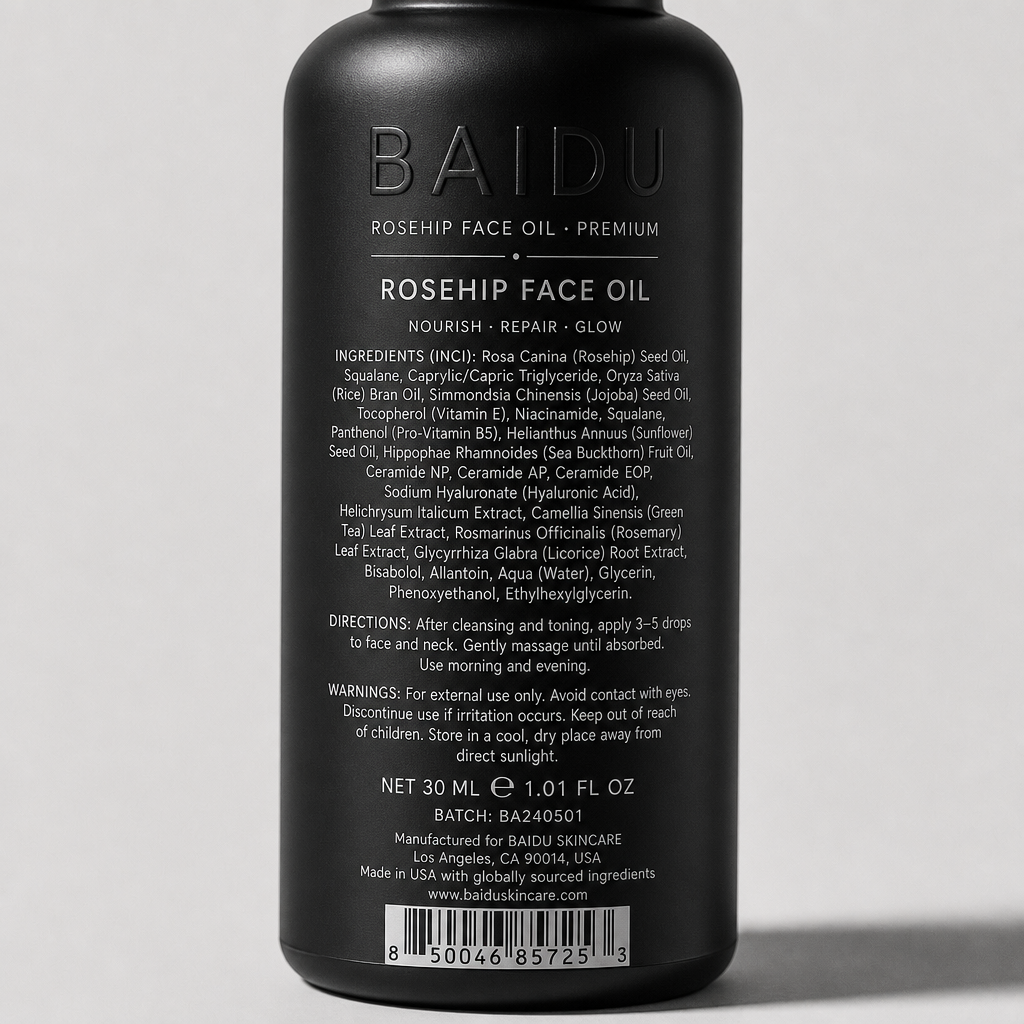Rosehip Face Oil - Label detail view