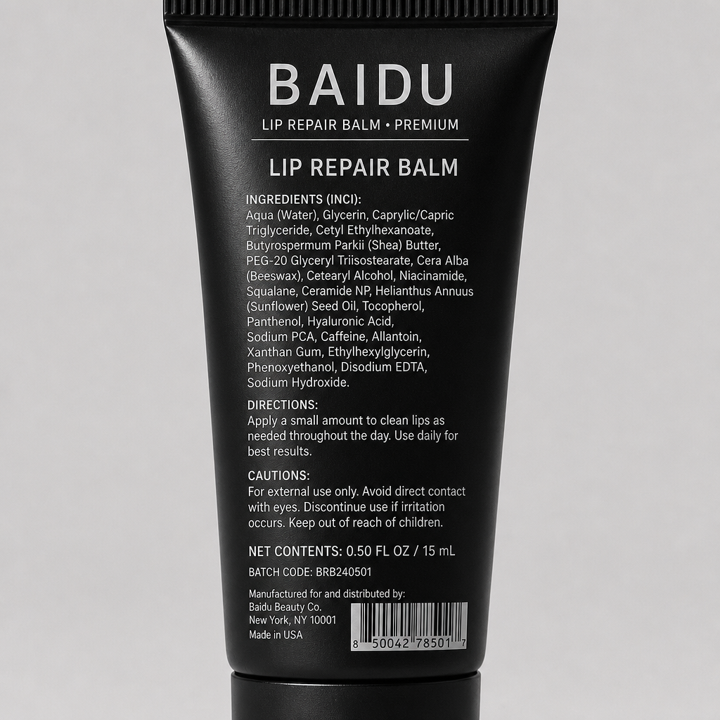 Lip Repair Balm - Label detail view